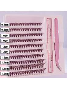 30/40/50/60/80/100D 8-16 mm D Curl Kit de extensión de pestañas con unión de pestañas y pegamento de sellado, grupos de pestañas, herramientas de maquillaje, kit de extensión de pestañas DIY para pegar pestañas,pestañas pestans extensiones de pestañas
