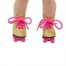 1 Pair 18 Inch American Girl Doll Shoes, Doll Ice Skates, Roller Skates, Doll Lace-Up Leather Boots, Doll Boots, Fashion Doll Accessories, Gift For Baby And Girls Birthday, Holiday, Toy