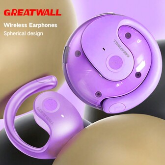 Great Wall GREATWALL NEW TWS Wireless Bluetooth Earphones HIFI Headphones 9D Stereo Sound Sports Ear Hanging Type Headset With Built In Microphone HD Call Earbuds Spherical Charging Case