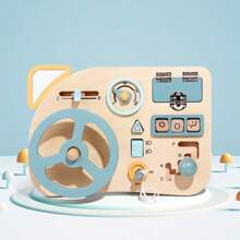 1 件蒙特梭利早期教育方向盘模拟活动板，儿童过家家学习驾驶教育玩具 - 淺藍色 - 查看 2