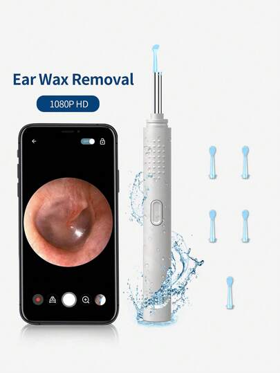 HB Ear Wax Removal With 5 Ear Scoop, Ear Cleaner With Camera,Ear Wax Remover Tool, Rechargeable Earwax Removal Kit For Adults