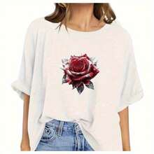 Vintage Red Roses Iron-On Transfer Decals - Perfect For T-Shirts & Apparel, Durable HTV Vinyl Stickers