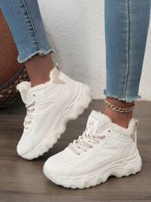 Women's Winter Thermal Lined 2024 New Korean Fashion Students Versatile Warm High-Top Boots Thick-Soled Casual Sports Shoes