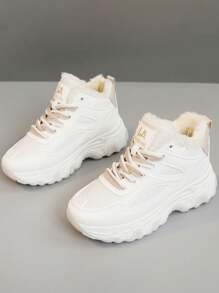 Women's Winter Thermal Lined 2024 New Korean Fashion Students Versatile Warm High-Top Boots Thick-Soled Casual Sports Shoes