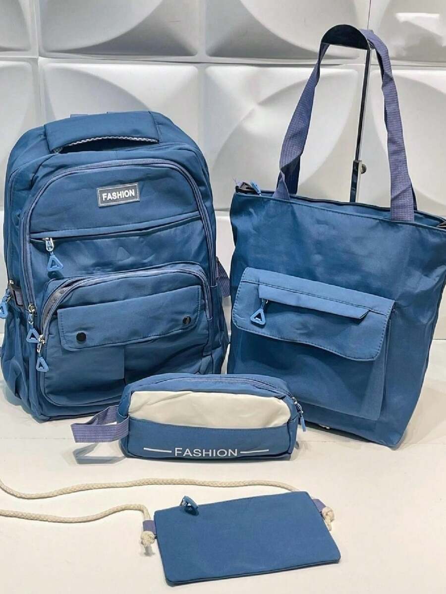 Four-Piece Student Backpack - 寶藍色 - 查看 1