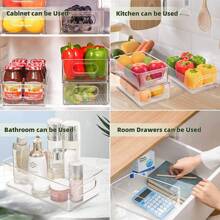 Kühlschrank Organizer Stapelbar, Aufbewahrungsbox Küche Organizer, Speisekammer Vorratsbehälter Durchsichtig Behälter für Kühlschrank, Küchen, Schränke - transparent - Übersicht 2