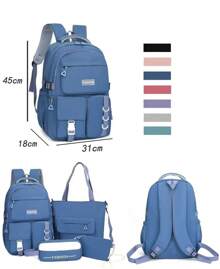 Four-Piece Student Backpack - Màu xanh lam - Xem 5