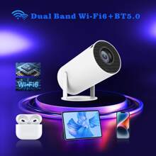 BDQ Mini Projector, HY300 Android 11.0 OS Auto Keystone Correction Portable Projector, 4K/ 180 ANSI Smart Projector With 2.4/5G WiFi, BT 5.0, 130 Inch Screen, 180 Degree Flip, Round Design, Home Video Projector - 查看 7
