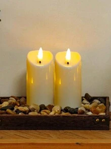 1支LED无焰蜡烛（不含电池），闪烁烛芯（塑料火焰），适用于情人节、婚礼、生日、卧室、各种节日装饰 - 卡其色 - 查看 11