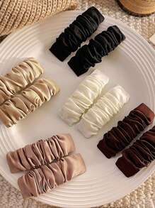 5pcs/1pc 7cm/2.76in Silk Satin Black, White, Khaki, Hair Clips, Fashion Versatile High-End Elegant Simple Minimalist Bangs Side Clips, Suitable For Daily, Casual, Party, Work, Travel, Hairstyling, Makeup, Outfit Accessory Claw Clips Hair Claws Hair Barrettes