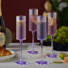 Ribbed Plastic Champagne Flutes, 5.5 Oz Unbreakable Goblet Glasses Reusable Champagne Toasting Cups Set Of 6 - Modern & Elegant For Wedding Party Anniversary Christmas Birthday, Valentine's Day Gift, For Outdoor, Camping, Gift For Father