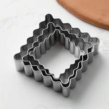 1/3 件方形不锈钢饼干模具，波浪纹饼干切刀，厨房烘焙用具，饼干模具，烘焙用品万圣节圣诞派对礼品 - 銀色 - 查看 6