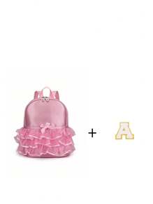 1pc Girls' Nylon Zipper A-Z 26 Letter Fashion Lace Dance Bag, Ballet Bag, Latin Dance Backpack, Suitable For Daily Use (Random Zipper) (DIY Letter Stickers) - Pink - View 29