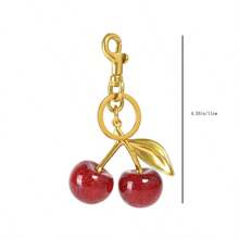 1pc Cherry Pendant, New Arrival Big Cherry Shaped Crystal Pendant, Keychain Pendant,Glitter Cherry Charm Keychain With Clip For Bag, Sparkling Resin & Metal Accessory For Purses And Bags For Women Backpack Accessories,Suitable For Young Girls, White-Collar College Students, Birthday Gifts, Valentines - Multicolor - View 3