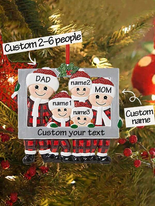 LICVIC Personalized 2025 Christmas Hanging Ornaments, Custom 2-6 Names Family Xmas Tree Decoration, Personalized Family Ornaments, Personalized Family Christmas Ornaments 2025, Customized Name Christmas Ornaments, DIY Family Christmas Ornament, Customizable, Diy Resin Blessing Pendant For Holiday Decor