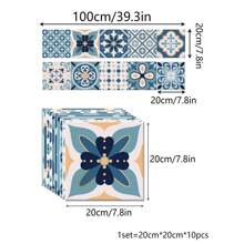 10 piezas Pegatinas de azulejos cerámicos pequeños de estilo mediterráneo autoadhesivos, vinilos impermeables para pared de cocina, baño, revestimiento de baño, regalo de cumpleaños, graduación, decoración de habitación, decoración del hogar, decoración de pared, decoración de baño, decoración de dormitorio, decoración de sala de estar, papel tapiz de pared, pegatinas de pared, decoración del hogar - Multicolor - Ver 14