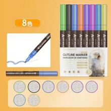 8/12/24Pcs Christmas Glitter Outline Marker Pen Set, Sparkle Outline Pens, DIY Craft Art Drawing Pens For Holiday Decorations, Card Making, Scrapbooking - Sets - View 10