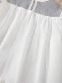 Girl Mesh Splicing 3D Flower Fashion Princess Dress With Sling Bag, Summer - White - View 8