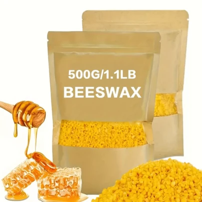 500g 黄白蜂蜡，纯天然三重过滤，皮肤面部身体头发护理，DIY 面霜乳液润唇膏香皂，白蜂蜡颗粒，柔软多用途，香薰蜡烛工艺品，蜂蜡大豆蜡蜡烛效果，500g 规格，DIY 项目个人护理
