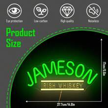 1 Pcs Jameson Irish Whiskey LED Neon Beer Signs, Beer Cheers Wall Decor Bar Light Up Sign For Home Bar Man Cave Pub Business Party, USB Powered Neon Bar Signs(14.8x6.6inch) - 彩色 - 查看 2