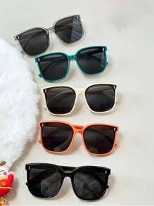 1pc New 3-10 Years Old Kids Polarized Vertical Rivet Fashion Eyeglasses, Boys Girls Children Square Frame Regular Glasses, Kids Back To School Fashion Glasses, Valentine's Day Fashion Glasses, Suitable For Daily Casual, Party Wear And Decor, Gift For Children