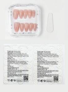 Get Romantic With10pcs Almond Size S Medium Length Simple Nude Color Long Press On Nails Full Cover Handmade False Nail For Women And Girls Nail Supplies - Dusty Pink - View 10