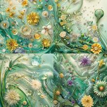 24 Sheets 6"X6" Green Daisy Scrapbook Paper Scrapbooking Patterned Paper Pack DIY Craft Background Paper 1Pack - Multicolor - View 3