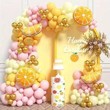 Bộ vòng hoa bóng bay chủ đề trái cây, Bộ vòng hoa bóng bay hương cam - Bao gồm bóng bay giấy bạc và bóng bay cao su, Thích hợp cho đám cưới, đính hôn, sinh nhật, tiệc mùa hè, trang trí mùa hè và mùa thu - Nhiều màu - Xem 4