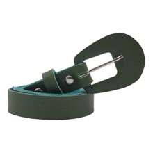 Women's Belt Kit 2 Units, PU Leather Ideal Combo For Everyday Use, 1 Belt With Square Buckle And Another Basic Belt With Oval Buckle, You Choose The Color, Adjustable Create Your Combo - xanh quân đội - Xem 3