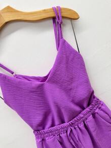 conjunto femininas blusa manga shorts - Roxo - Visão 2