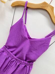 conjunto femininas blusa manga shorts - Roxo - Visão 3