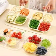 Multi-Compartment Divided Preparation Tray, Kitchen Tool For Storing, Organizing And Prepping Ingredients Like Scallion, Ginger, Garlic - Four-grid Dining Tray - View 10