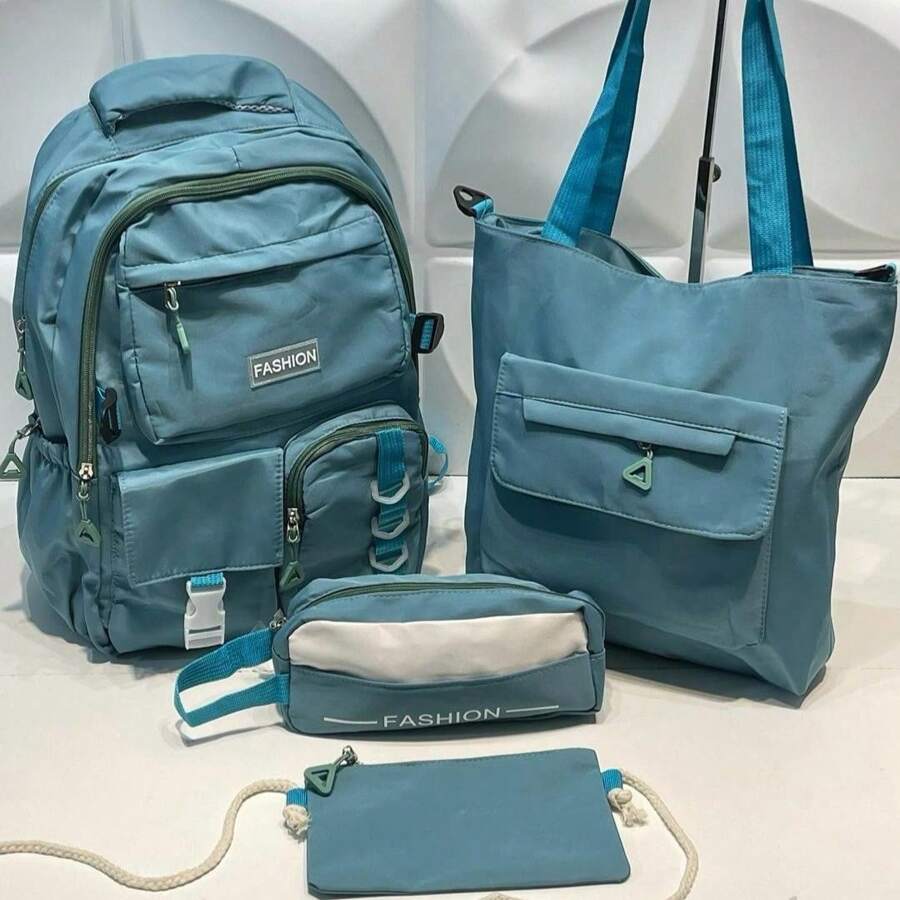 Four-Piece Student Backpack - Màu xanh lam - Xem 1