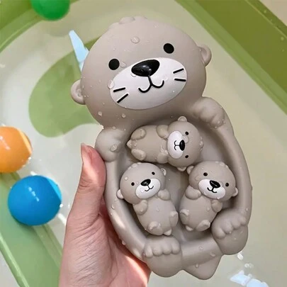 Otter Play Bath Toy Set - Floating Animal Toys For Youngsters, Durable Plastic, Gray - Perfect Gift For Boys & Girls