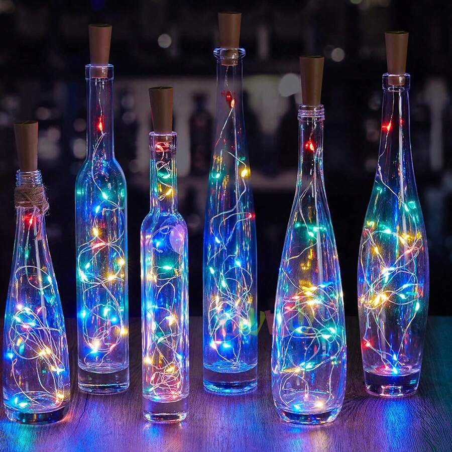 12 Piezas TapóN De Botella De Vino Con Luces LED, Luces De BateríA Para TapóN De Botella, Luces De Botellas De Vino Con Corcho 3M/12 LED, Mini Cadena De Hadas En Alambre De Cobre Con BateríA, Para Botellas De Licor, Manualidades, Fiestas, Bodas, DecoracióN Del DíA De San ValentíN, DíA De AccióN De Gracias, Regalo De Navidad, Adecuado Para Fiestas, Bodas, Halloween, DecoracióN De Bar, Apto Para Fiestas Diy, Bares, Navidad, Bodas, Decoraciones De CumpleañOs - Luz CáLida, Luces De Colores, Luz Blanca FríA