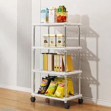 1 件加厚浴室收纳架，多层收纳架，方形 2/3/4 层收纳架，适用于厨房、客厅、卧室、浴室，带轮子 - 白色 - 查看 8