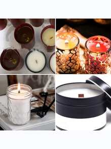 60pcs DIY Candle Making Kit Including Natural Wooden Wicks, Metal Holders And Glue Dots, Suitable For Handmade