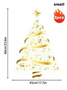 Gold Christmas Tree Window Adsorption Sticker Glass DIY, Electrostatic Window Murals Display Decal Stickers, Suitable For Scene Layout Window Decoration, Christmas Decoration