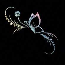 1buc Sparkling Fluture & Floral Decal reflectorizant pentru mașină - Vinil, autoadeziv pentru ferestre, motociclete și laptopuri
