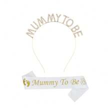 2pcs Set Pesta "Calon Ibu": 1 Mahkota Berlian Imitasi dan 1 Tali Bahu untuk Kaki, untuk Pesta Pengungkapan Jenis Kelamin Bayi, Dekorasi Keluarga, dan Hadiah Baby Shower - MultiWarna - View 11