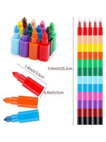 Stackable Crayons, Colored Pencils, Party Favors, DIY Crayons, Suitable For School, Office, Birthday Party - Multicolor - View 3