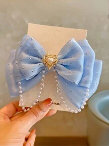 1pc Fashion Rhinestone & Pearl Decorated Butterfly Hair Clip, Suitable For Daily Or Festival Wear - Multicolor - View 16