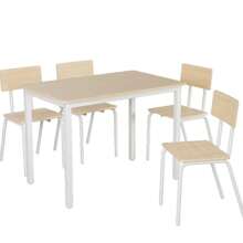 5-Piece Dining Table Set With 4 Chairs, 43" Kitchen Table & Chairs Set For 4, Dining Room Table With Metal Frame & MDF Board, Perfect For Small Space, Easy Clean