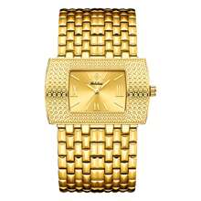 YALALUSI Luxury Gold Zinc Alloy Rectangular Case Analog Digital Quartz Watch With Electronic Movement And Push Button Battery - An Elegant Accessory For Business, Dinners And Parties - Gold - View 12