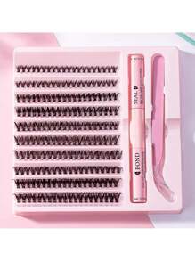 30/40/50/60/80/100D 8-16 mm D Curl Kit de extensión de pestañas con unión de pestañas y pegamento de sellado, grupos de pestañas, herramientas de maquillaje, kit de extensión de pestañas DIY para pegar pestañas,pestañas pestans extensiones de pestañas