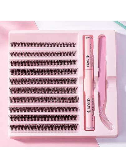 30/40/50/60/80/100D 8-16mm D 卷睫毛延长套装，带睫毛粘合剂和密封胶，睫毛化妆工具，DIY 睫毛延长套装，用于粘合睫毛，睫毛簇套装，睫毛，睫毛，假睫毛