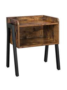 VASAGLE Side Table, Nightstand, End Table, Stackable Coffee Table, With Open Front Compartment, Sturdy Metal Frame, Easy Assembly, Rustic Brown And Black - Rust Brown - View 9