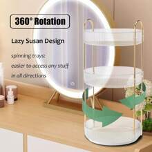 AXOSY-360 Rotating Makeup Organizer Countertop 3 Tier Bathroom Organizer Spinning Perfume Organizers, Skincare Organizers Makeup Carousel Cosmetic Brush Storage For Vanity, Countertop - 白色 - 查看 4