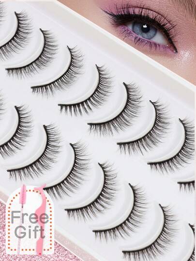 20/10/1 对自然 DD 卷翘度假假睫毛，蓬松柔软，打造 3D 貂毛效果，纤长纤细，凌乱凌乱，多层设计，短而浓密的假睫毛，批量购买，适合化妆、婚礼、派对、夜店、日常工作、会议等各种场合，佩戴舒适