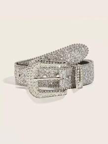 1 件闪亮亮片装饰腰带，时尚派对、狂欢节、返校、圣诞节、万圣节日常穿着夏季、秋季、万圣节 - 銀色 - 查看 2